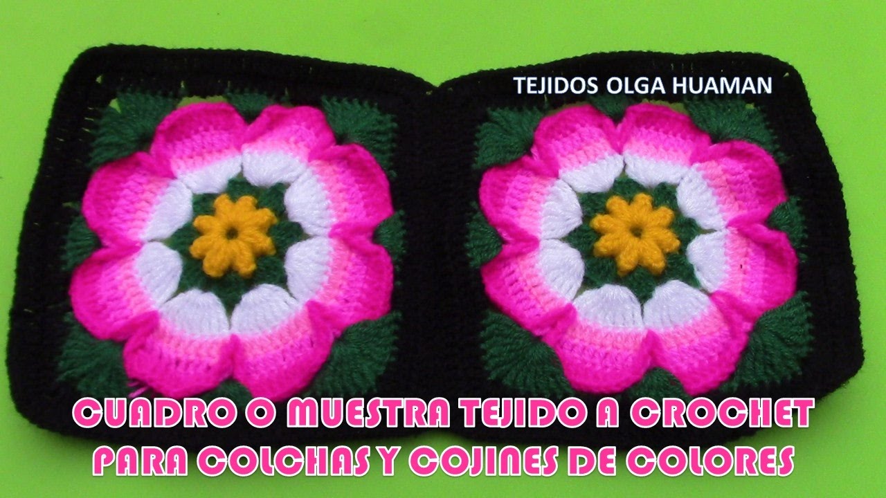 Cuadrado a crochet flores hermosas para colchas y cojines paso a paso