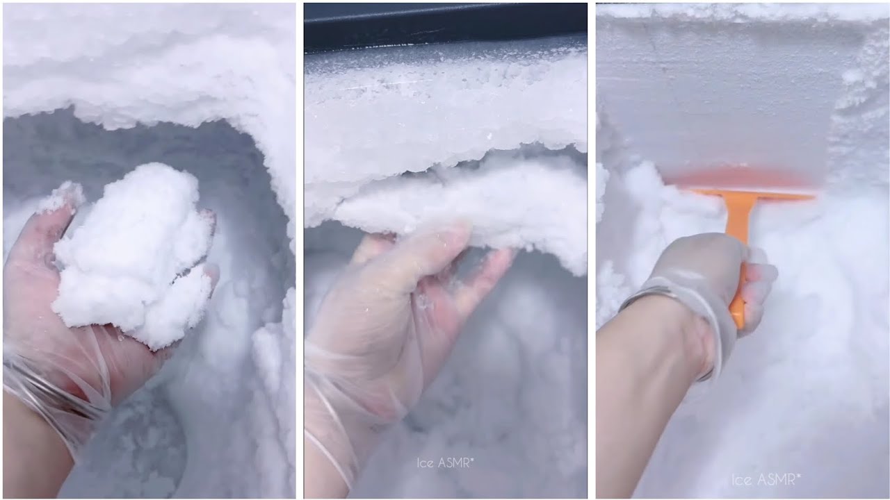 Freezer Frost Eating and Scraping ❄️🧊🥶 (complete) #asmreating #ice #satisfying #youtube 