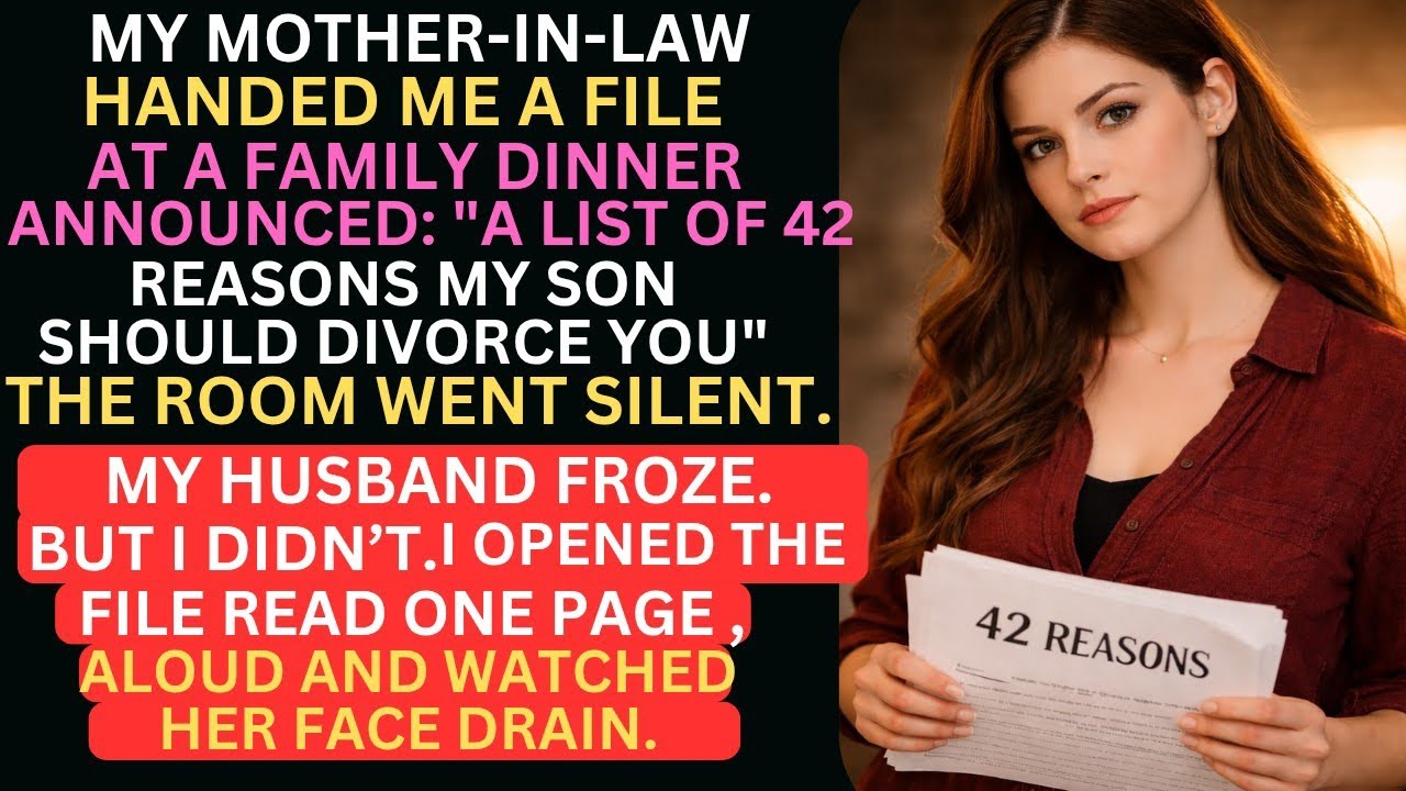 My Mother-In-Law Handed Me “42 Reasons” My Husband Should Divorce Me She Froze When I Opened My File