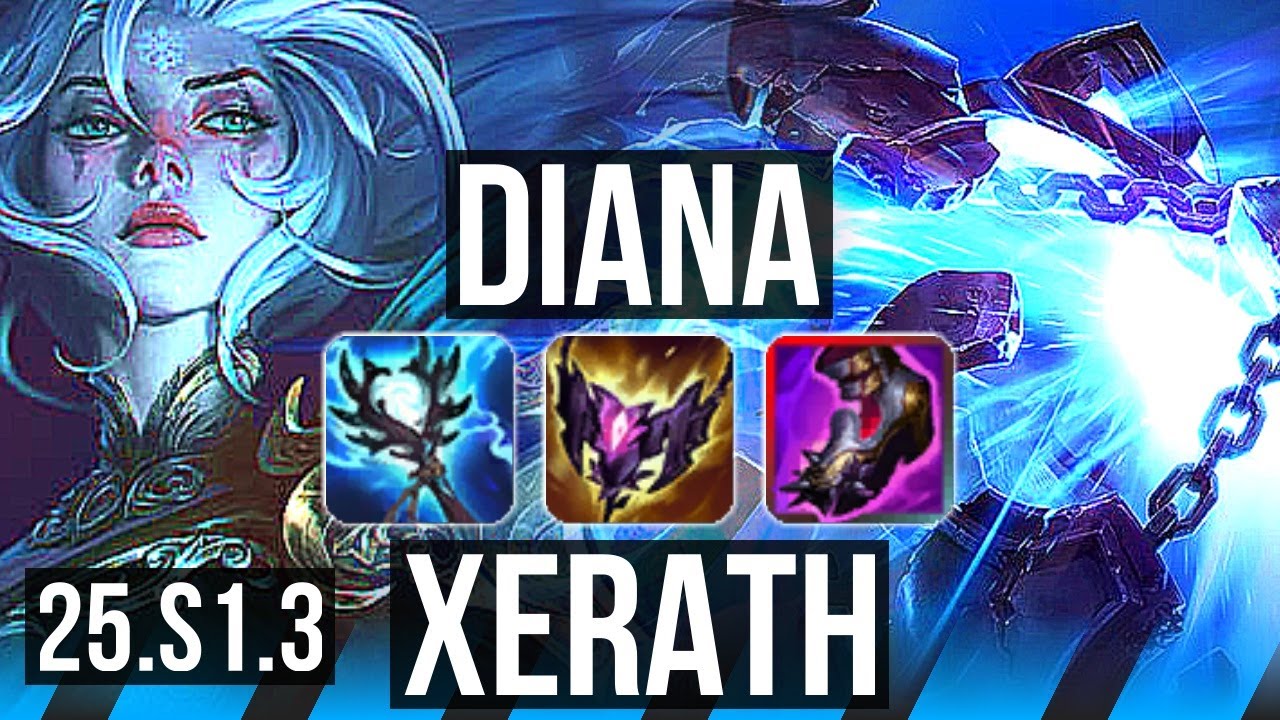 DIANA vs XERATH (MID) | 6 solo kills, Legendary | KR Master | 25.S1.3