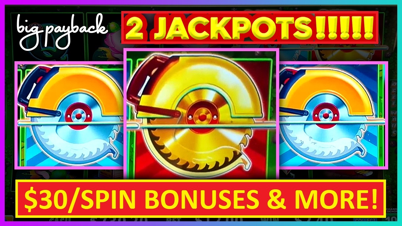 6 BUZZ SAWS TWICE → 2 JACKPOTS!!! Huff N' Even More Puff Slots!