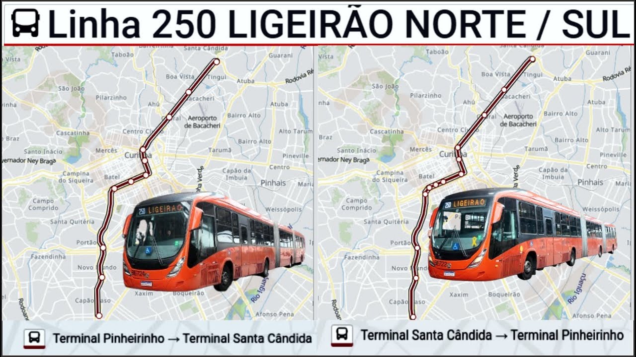 Curitiba PR Brasil Linha 250 LIGEIRÃO NORTE / SUL