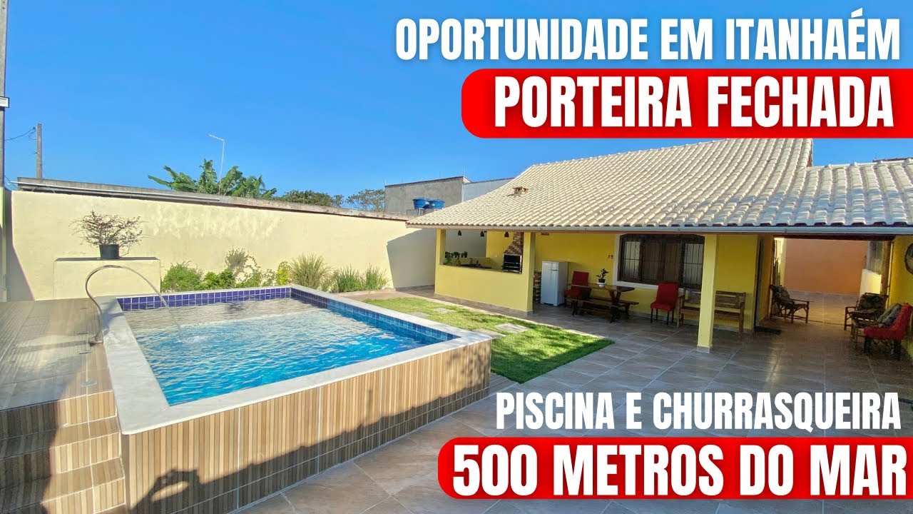 OPORTUNIDADE CASA COM PISCINA LOTE INTEIRO 2 DORMITÓRIOS 500 METROS DA PRAIA A VENDA EM ITANHAÉM (v)