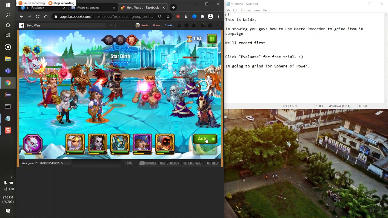 Using Macro Recorder to grind items in Hero Wars Campaign
