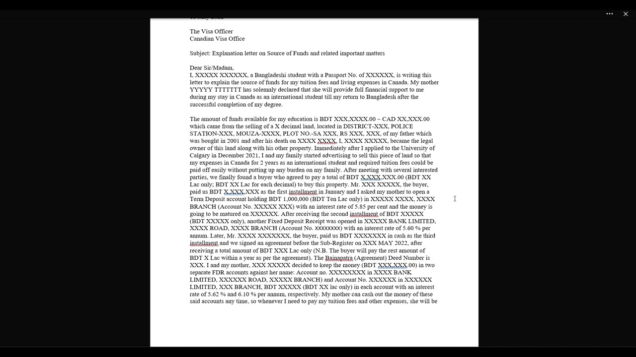 How to explain your Source of Fund for Canadian Study Permit (for applicants from Bangladesh)