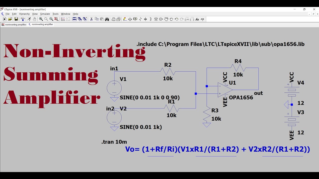 How to Design Non-Inverting Summing Amplifier Explain #electronics #amplifier #educationalvideo