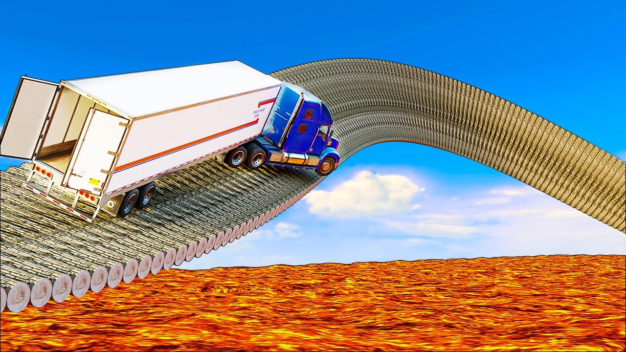 Cars vs Bridges but the Floor is Lava in GTA 5