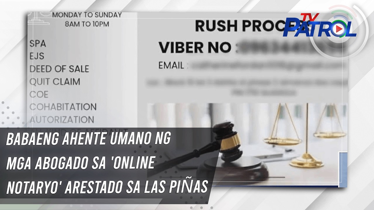 TV PATROL: Babaeng ahente umano ng mga abogado sa 'online notaryo' arestado sa Las Piñas