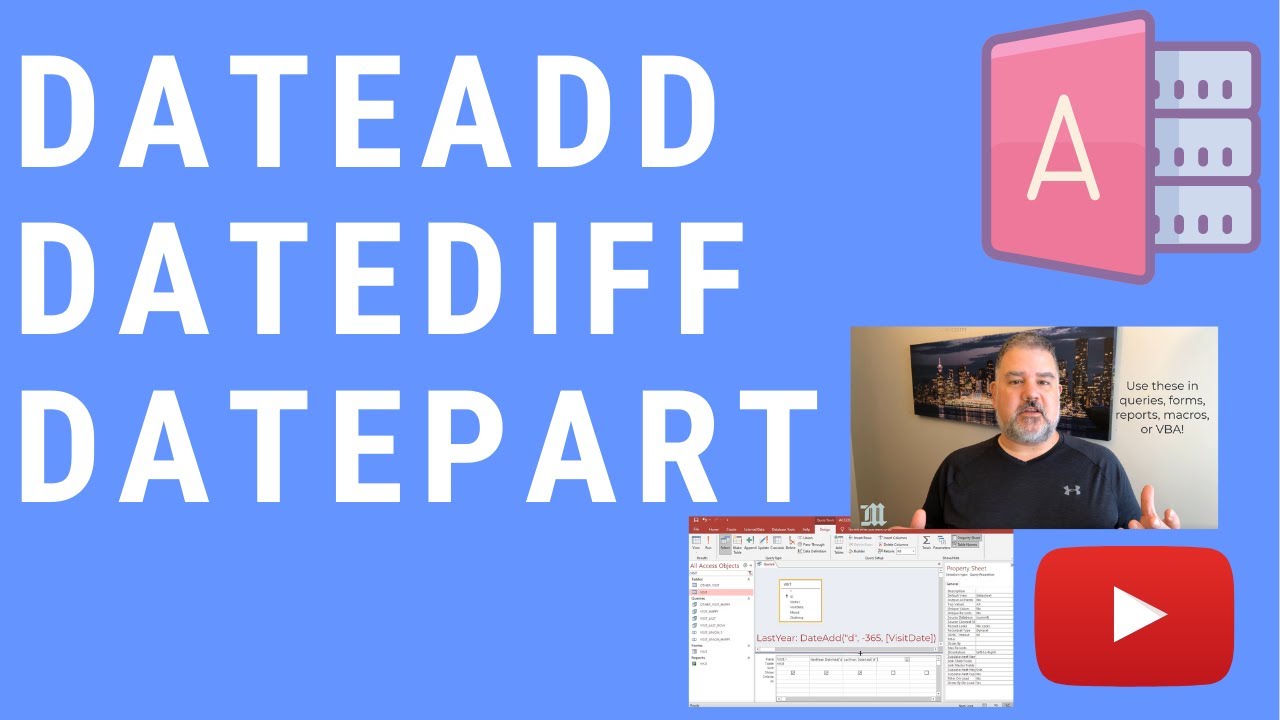 Как использовать DateAdd, DateDiff и DatePart для вычисления дат в MS Access