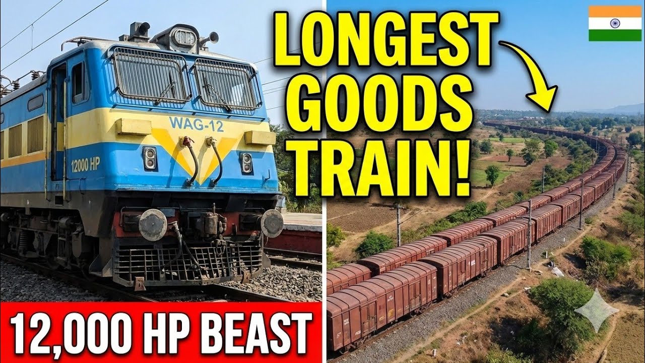 ​WAG-12: India's 12,000 HP BEAST Hauls the LONGEST Goods Train! 🇮🇳