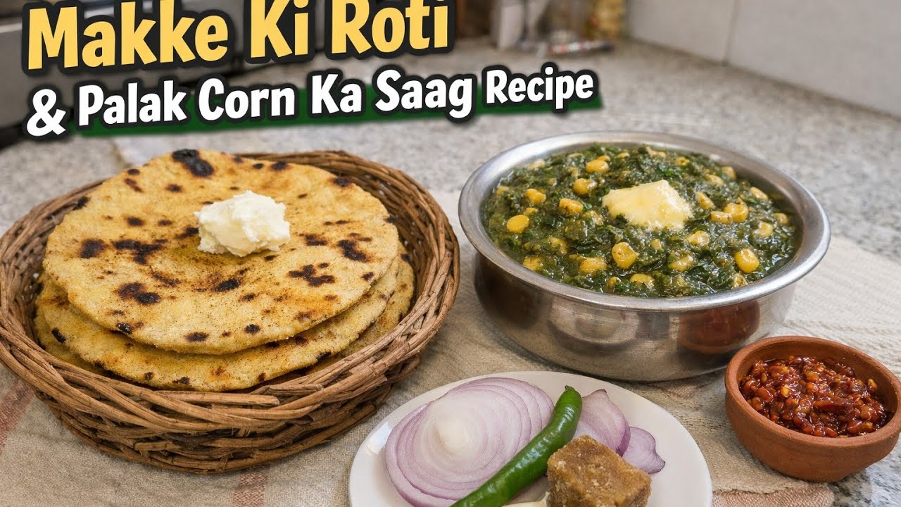 Makke Ki Roti / palak and corn ka saag / desi food 