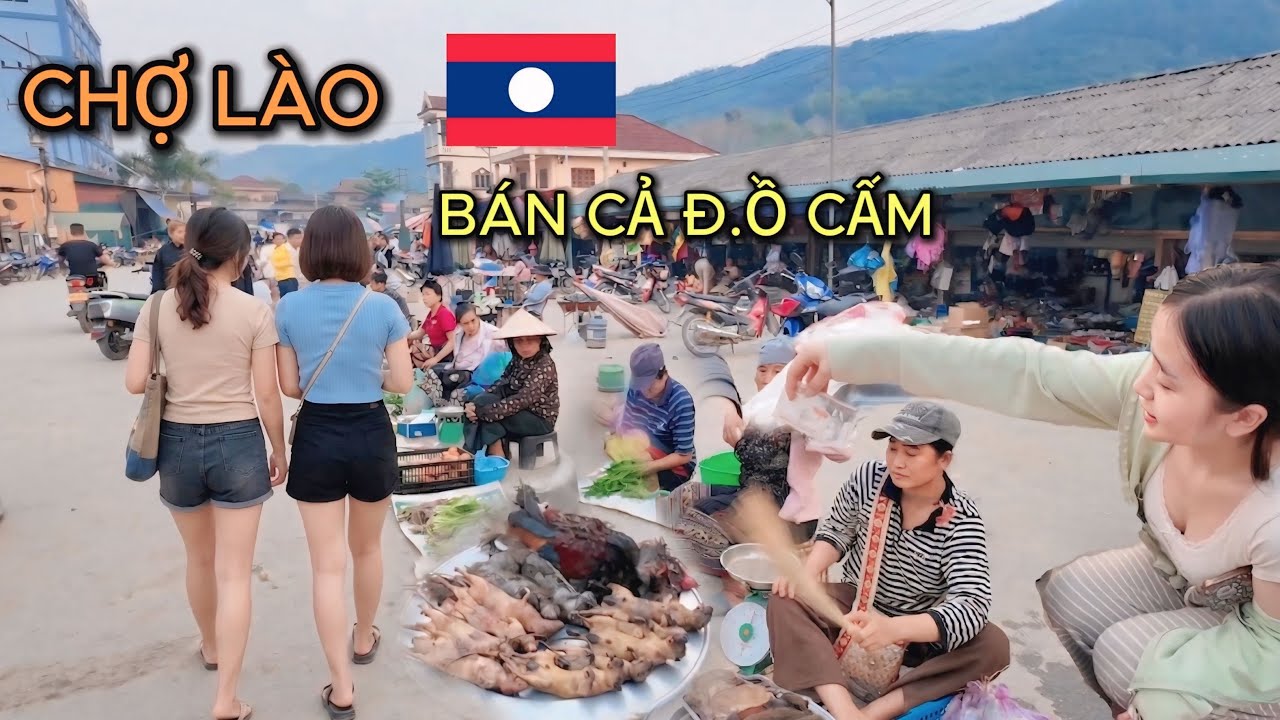 Chợ Chiều V&ugrave;ng Qu&ecirc; Nước L&agrave;o B&aacute;n To&agrave;n Đồ Qu&yacute; Hiếm, Nhiều G&aacute;i Xinh V&ocirc; Kể