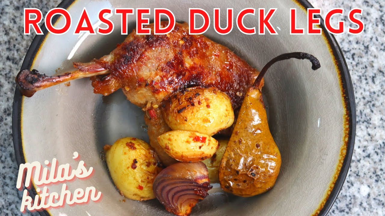 Запеченные утиные окорочка | Roasted Duck Legs | С грушей, яблоком, луком и картошкой