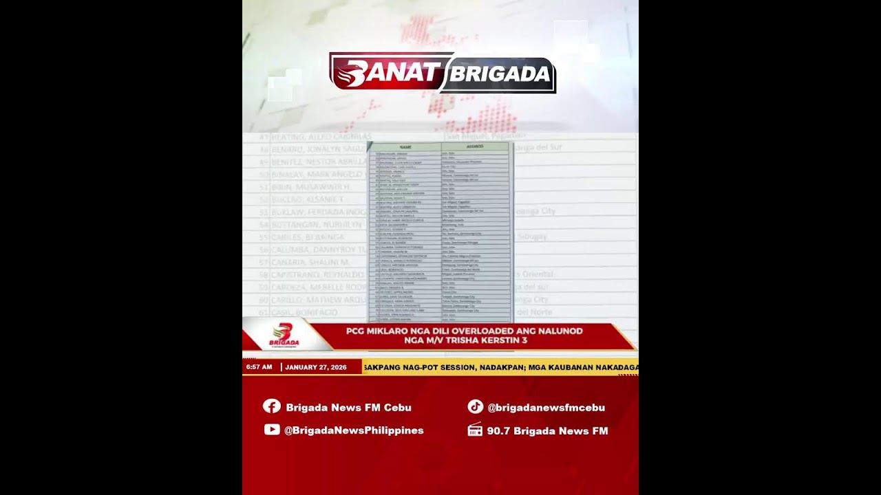 𝐁𝐀𝐍𝐀𝐓 𝐁𝐑𝐈𝐆𝐀𝐃𝐀 JANUARY 27, 2026 | TUESDAY 90.7 BRIGADA NEWS FM CEBU