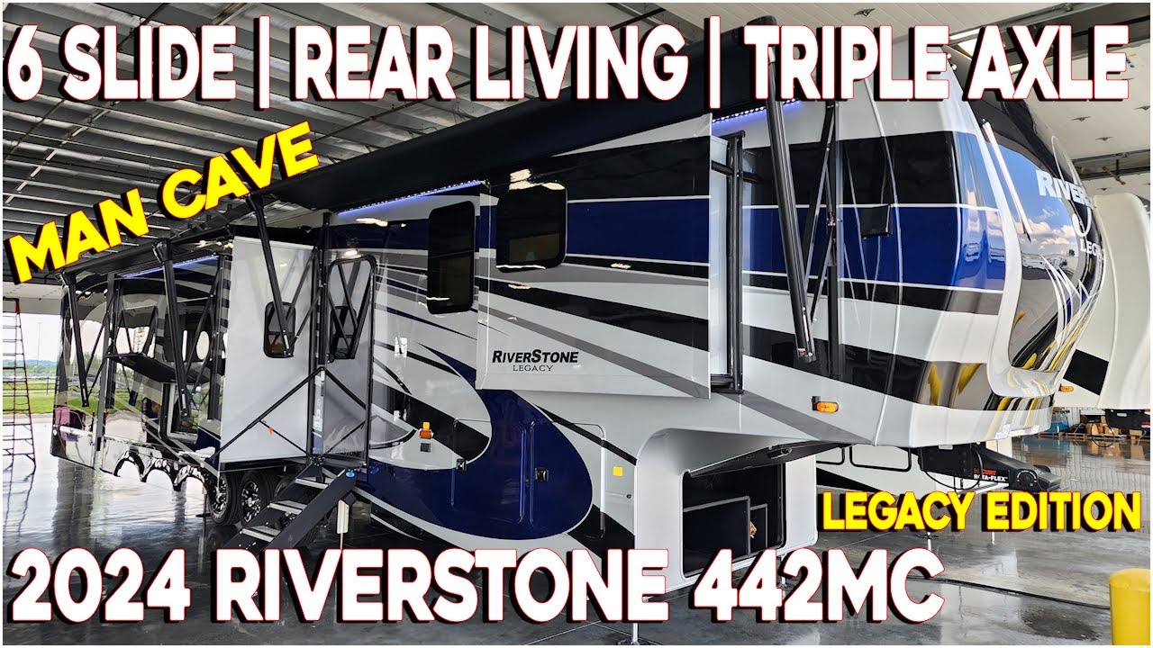 The Man Cave | 2024 Riverstone Legacy 442MC Luxury Fifth Wheel by Forestriver at Couchs RV Nation