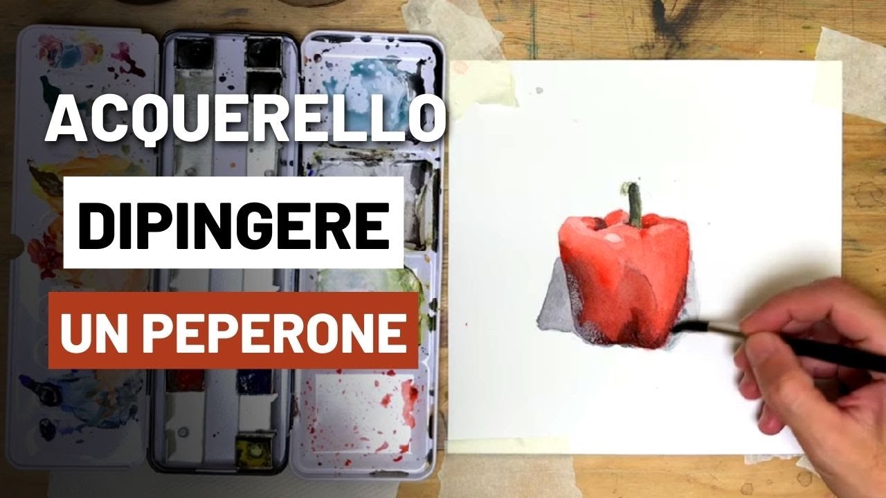Acquerello per principianti, tutorial come dipingere un peperone