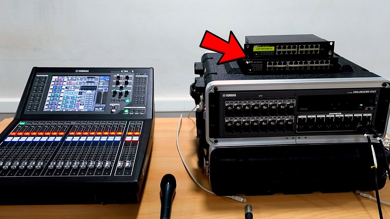 RED DANTE REDUNDANTE DE DOBLE ESTRELLA CON DOS SWITCHES - CONSOLA YAMAHA QL1 Y STAGEBOX DIGITAL RIO