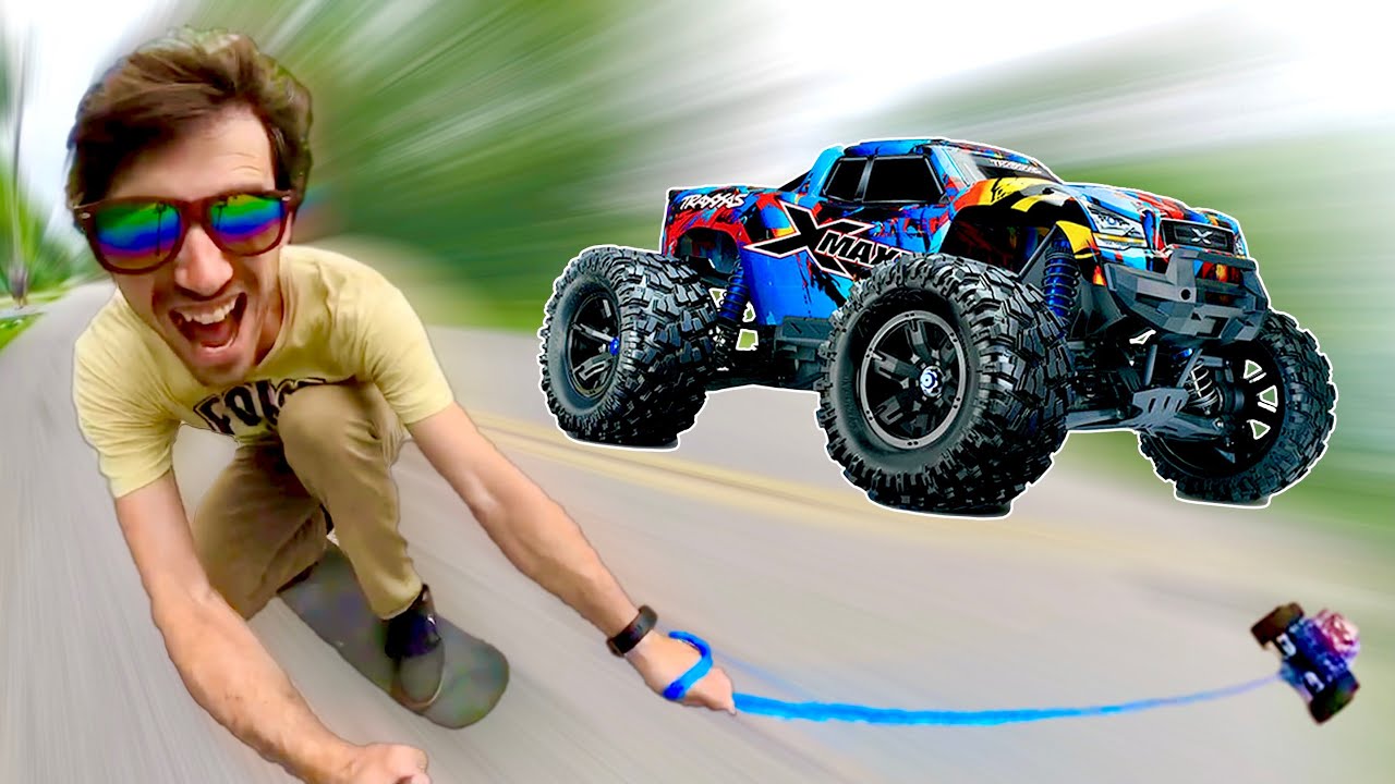 Can A RC Car Pull Me On A Skateboard? | AlexBplaying