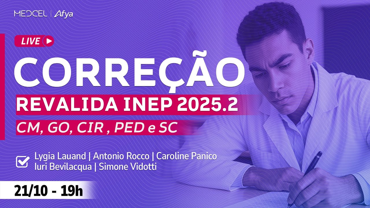 Live de Corre&ccedil;&atilde;o | REVALIDA INEP 2025.2 - Todas as &Aacute;reas