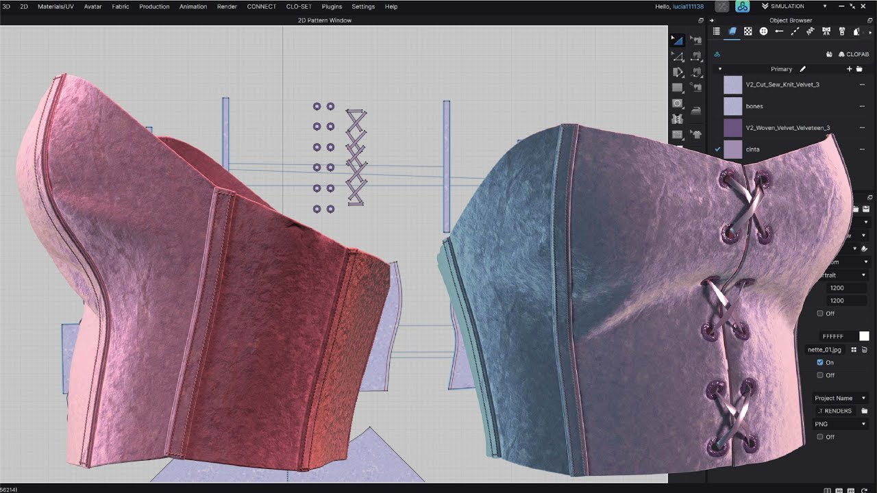 #13 ballenas de corset, en Clo3d