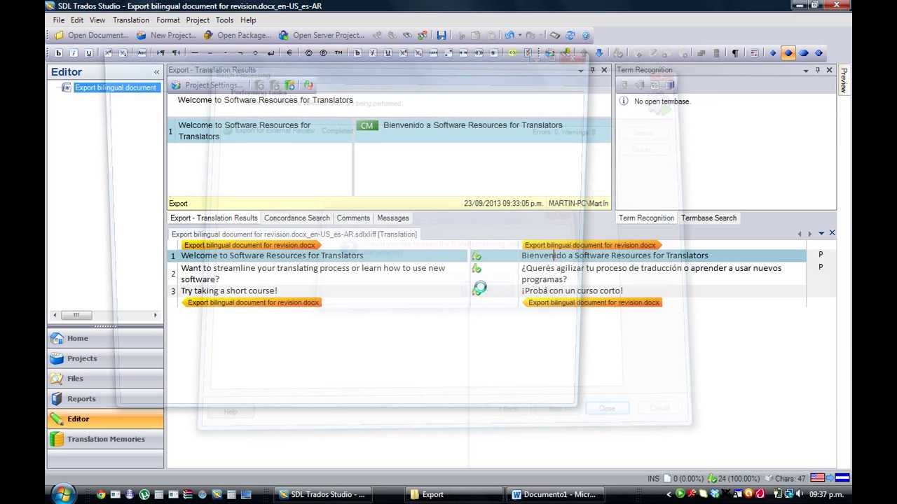 SDL Trados Studio 2011 SP 2 - Export File for External Review