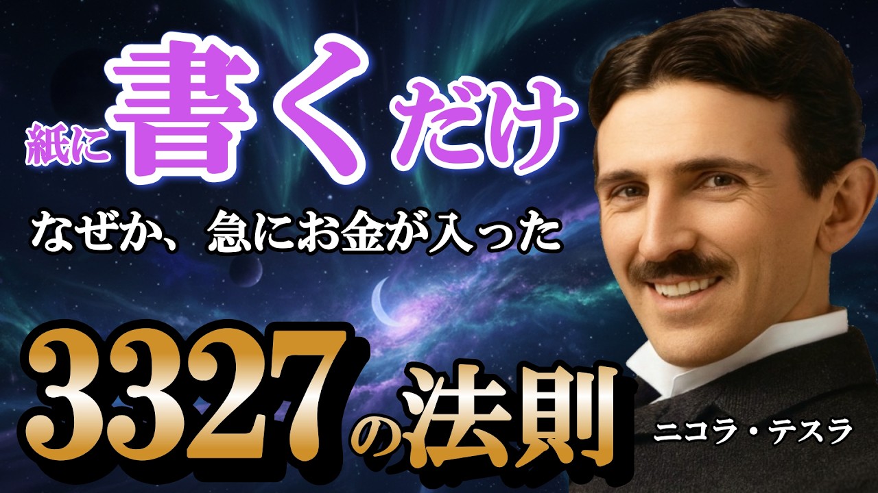 【紙に書くだけ】急に臨時収入が入る。ニコラ・テスラ最強3327の法則。お金の不安が消える