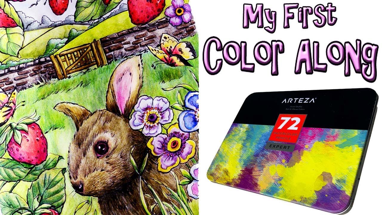 Arteza Watercolor Pencils Color Along in Creative Havens Summer Scenes Coloring Book