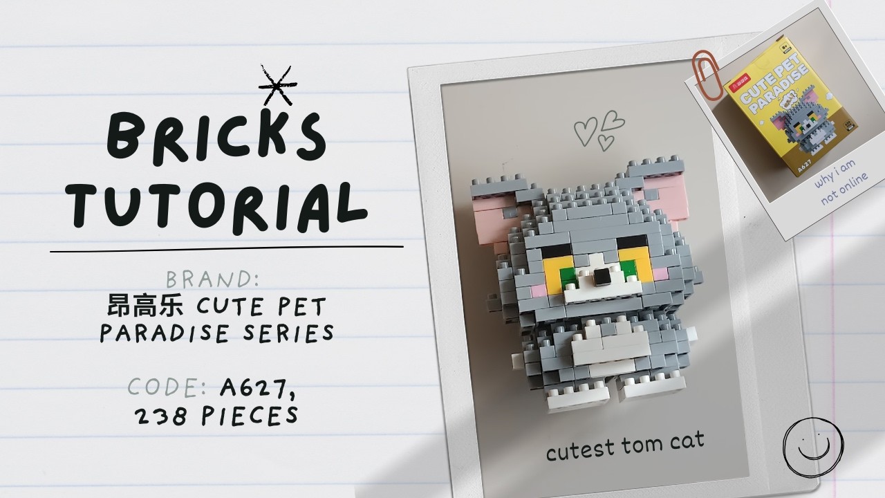 How to Build Tom Cat (Tom and Jerry) Building Blocks | Cute Pet Paradise A627 Tutorial