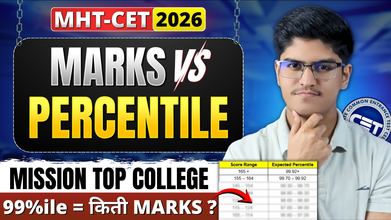 MHT-CET 2026 | Marks VS Percentile | Safe Score for 99%ile Percentile | Minimum Marks Required