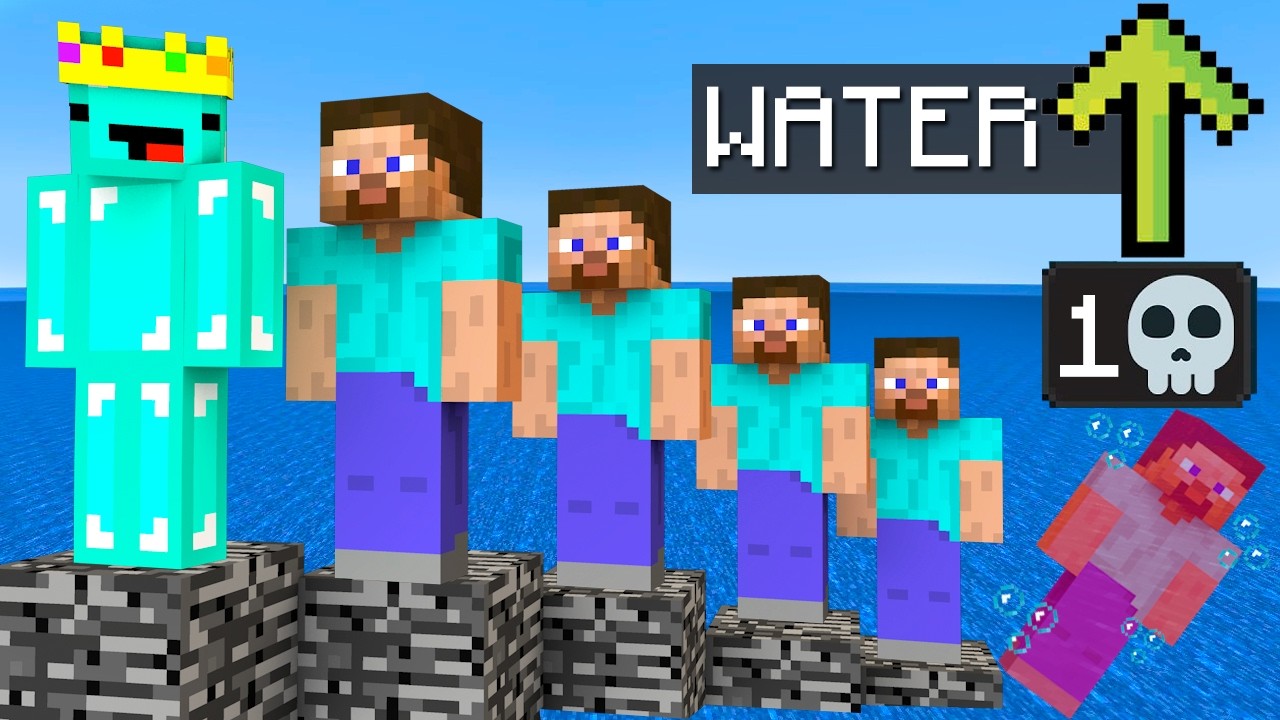 Minecraft, но каждый раз, когда игрок умирает, уровень воды поднимается...