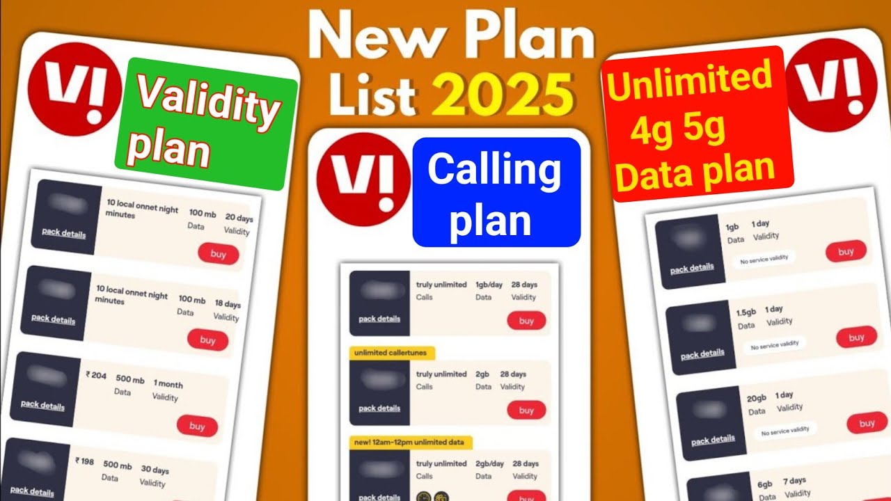 Vi Recharge Plan 2025 Vi vodafone idea validity recharge plan only calling plan Daily data plan 2025