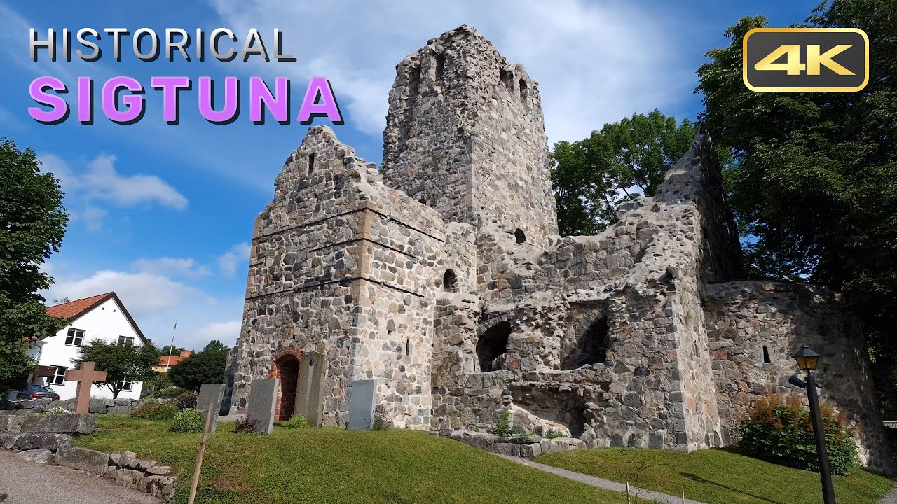 A walk through historical Sigtuna (Sweden) (2022) | 4k