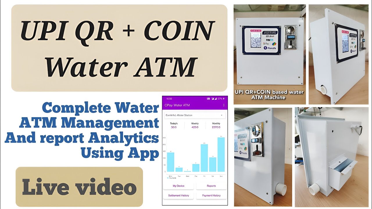 UPI QR + COIN Water ATM | Water Vending Machine | Automatic Dispenser Unit | Digital Payment