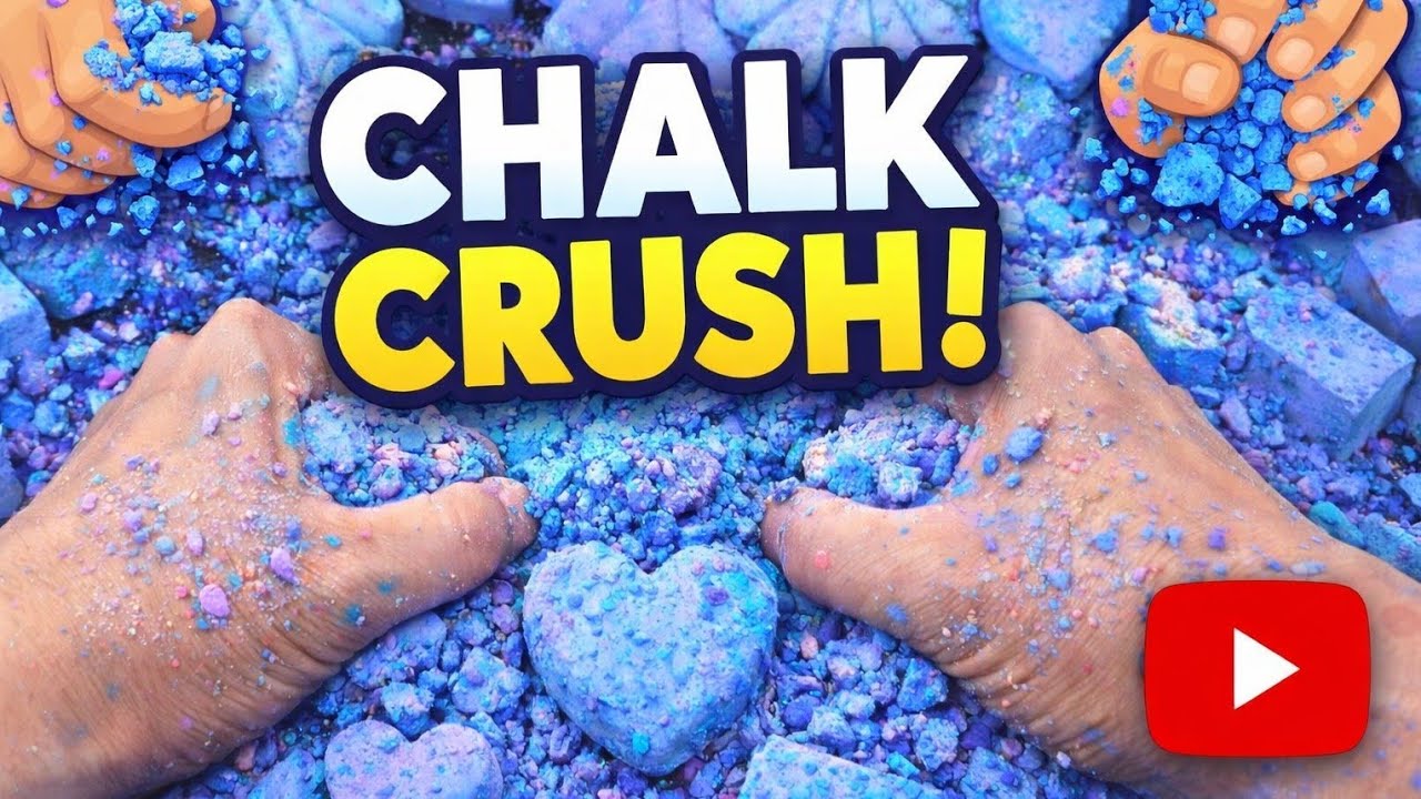 Satisfying Chalk Crush With Hands 😍 Blue Heart & Flower Chalk Crushing | ASMR Relaxing