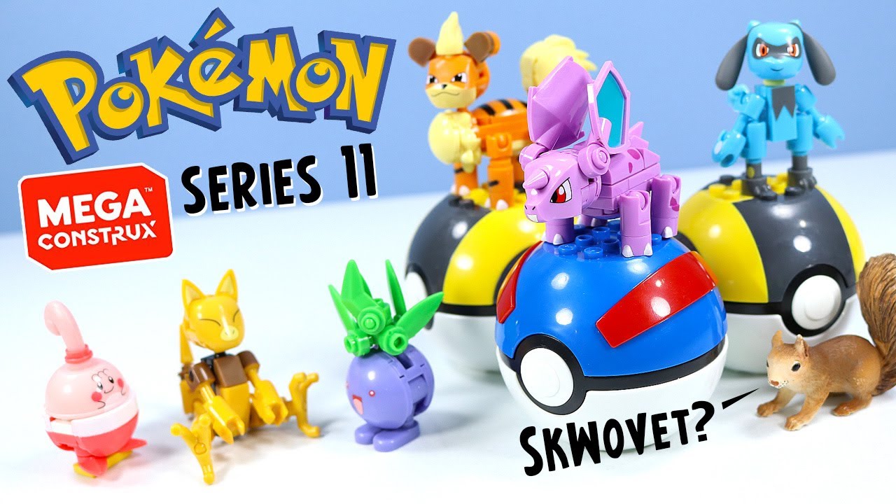 Pokemon MEGA CONSTRUX Series 11 Nidoran Riolu Happiny and More - Cards!