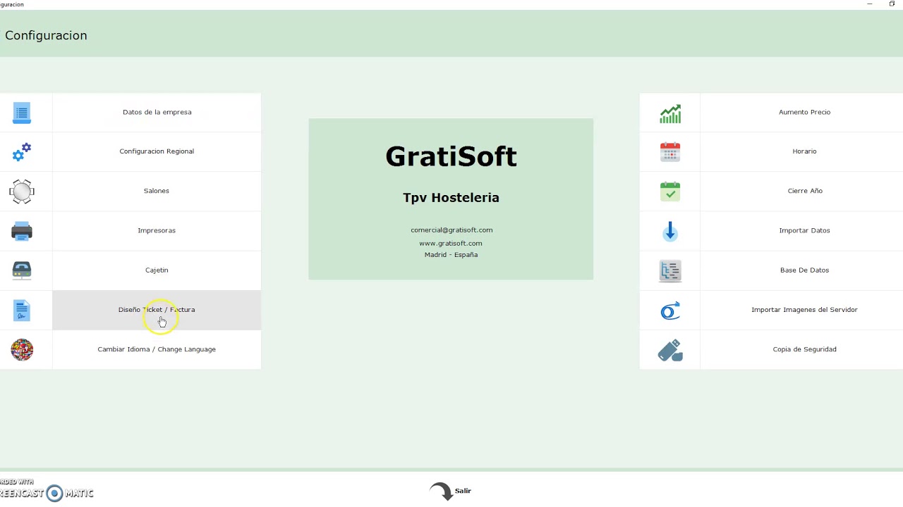 Programa Tpv para Restaurantes Gratisoft configuraci&oacute;n general