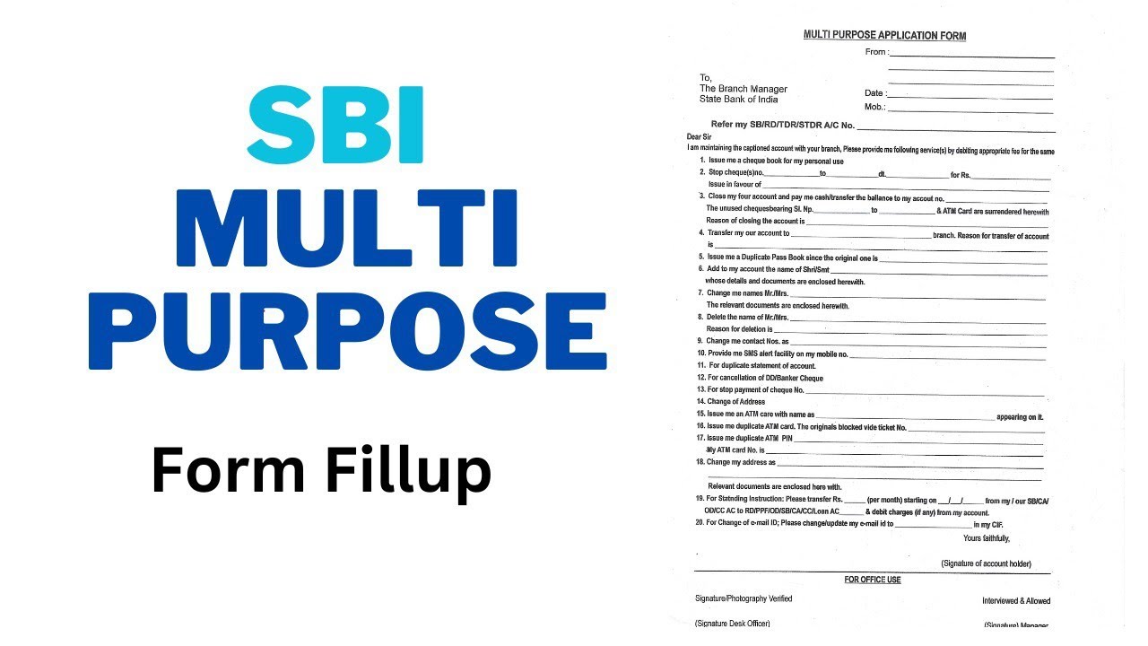 SBI Multi Purpose Form Fill Up 2024