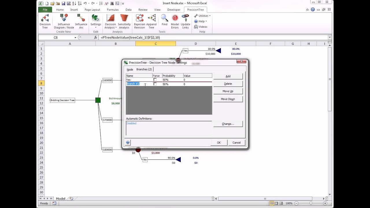 PrecisionTree - Insert Node