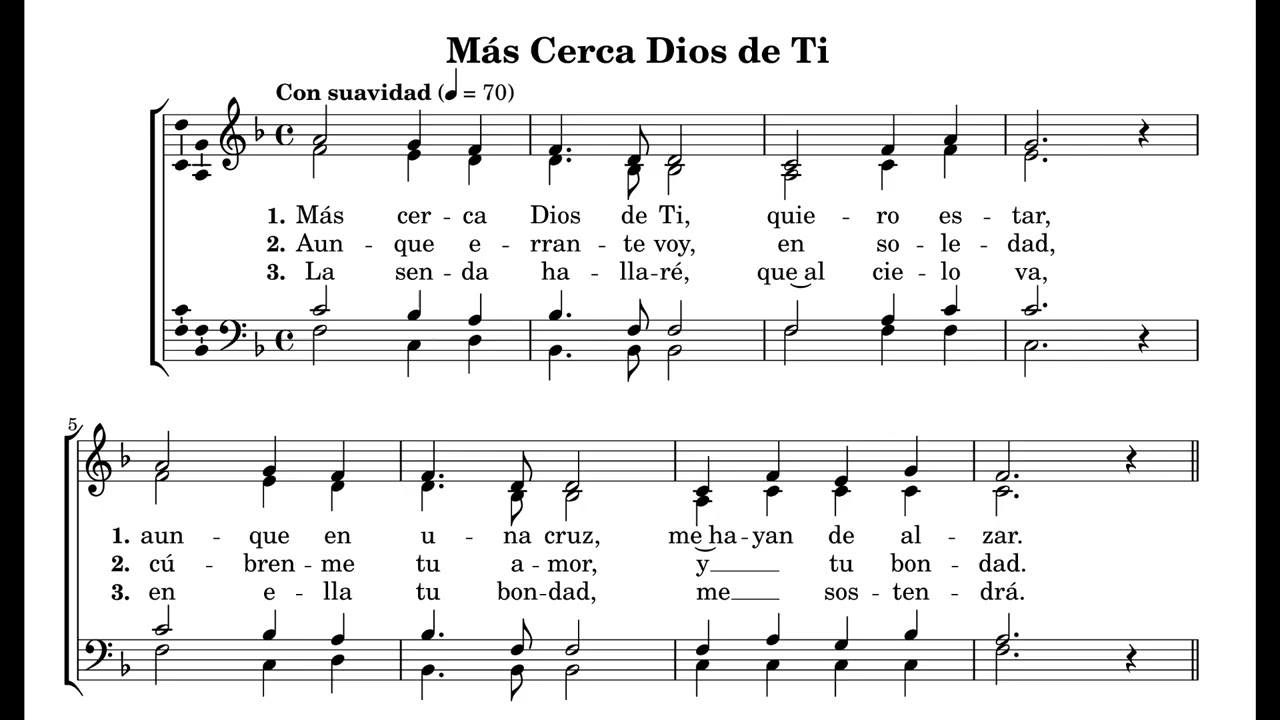 Más Cerca Dios de Ti Partitura (Audio de Coro y voces independientes para estudio individual)