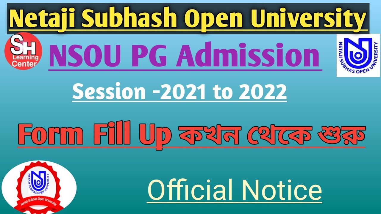 NSOU PG Admission Open 2021-22/ New Session Post Graduate Admission start in Open University NSOU