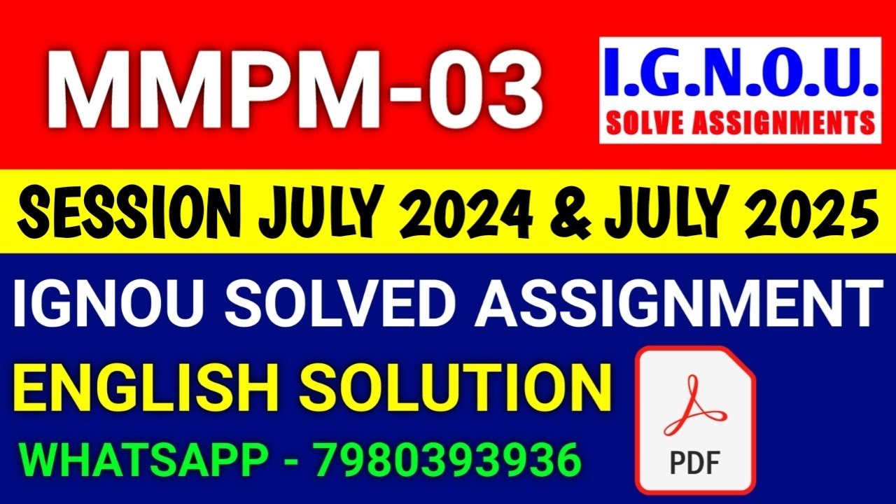MMPM-03 solved assignment 2024-25 | MMPM-03 solved assignment 2025 | Ignou MMPM-03 in English