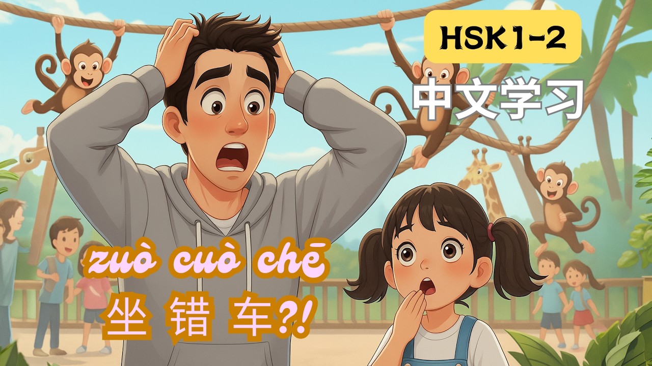 HSK 1-2 | 坐错车 Took the Wrong Bus | #chineselanguage #learnchinese #chinesestory #中文故事