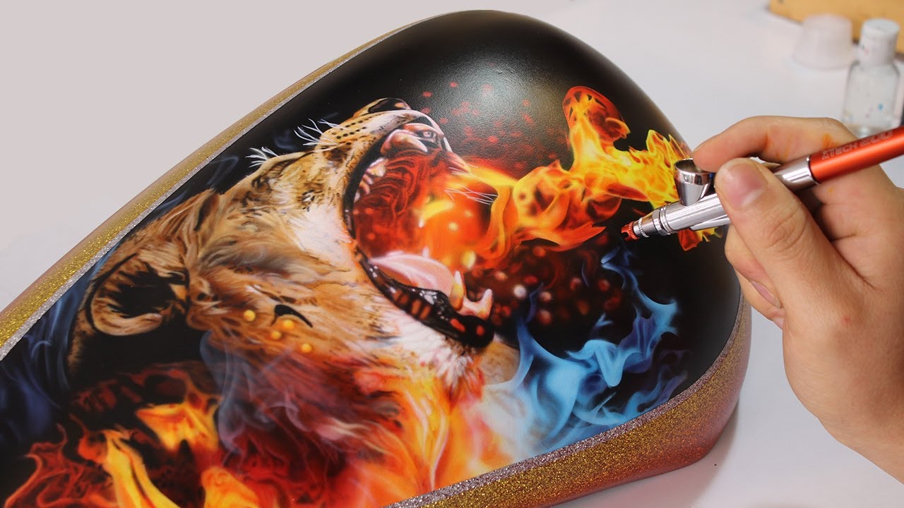 Painting Lion Fire - Airbrush Real Fire / Rafa Fonseca