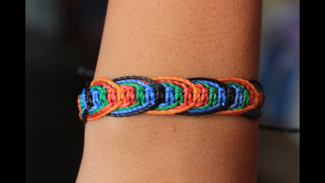 PULSERA MACRAME NUDOS PLANOS CON ONDAS PUNTO ESPIGA