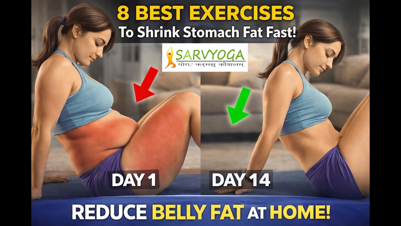 8 Best Exercises to Shrink Stomach Fat Fast | Belly Fat Reduce Yoga at Home