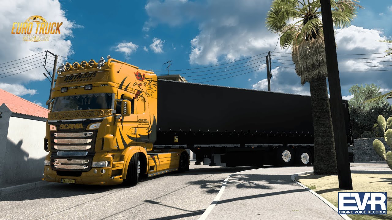 ETS2 1.53 Realistic driving Scania RJL 4 Series + Skin Pack + Koegel Trailers