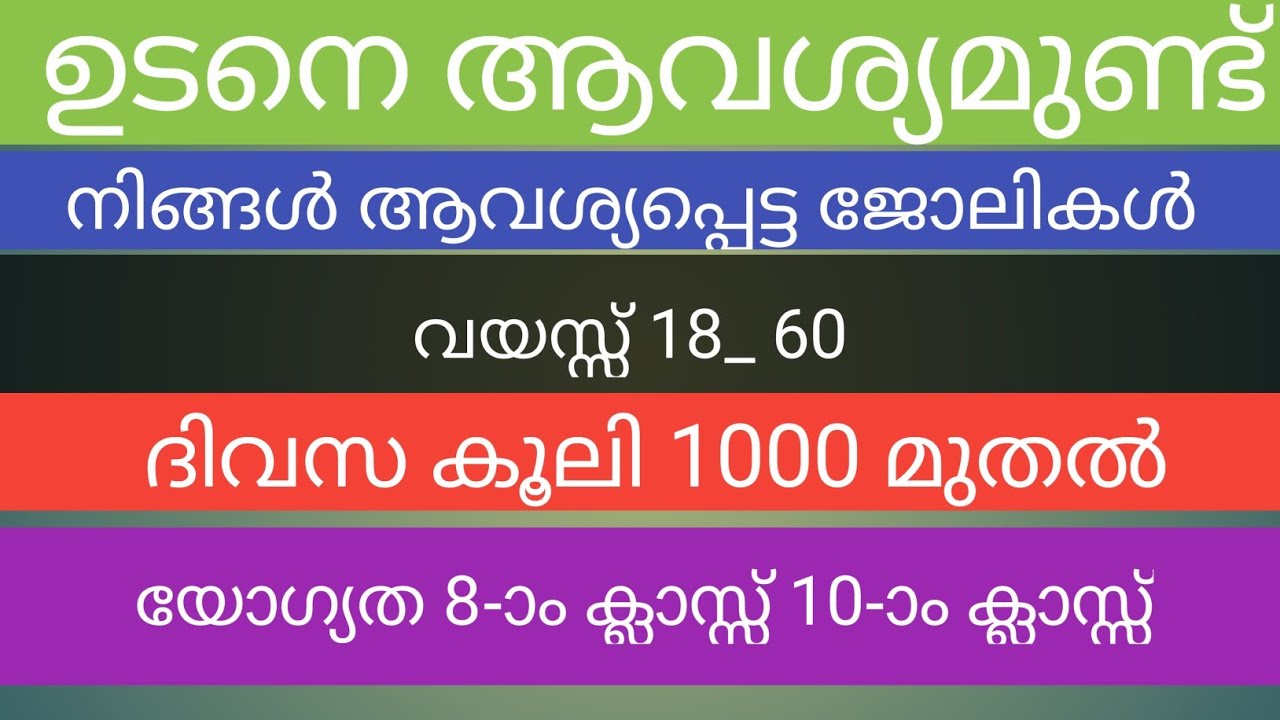 Kerala job vacancy today  Today job vacancy  Hotel job vacancy 