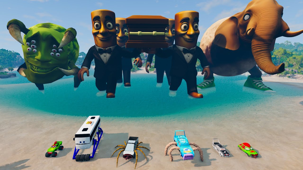 ALL MONSTERS Big & Small Cars with SMILE SONIC EXE & BUS EATER &  TUNG TUNG COFFIN – BeamNG Drive