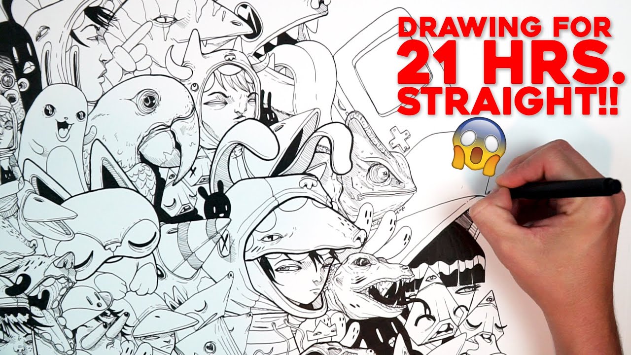 Drawing Characters for 21 HRS STRAIGHT! (No Pencil Sketching!)