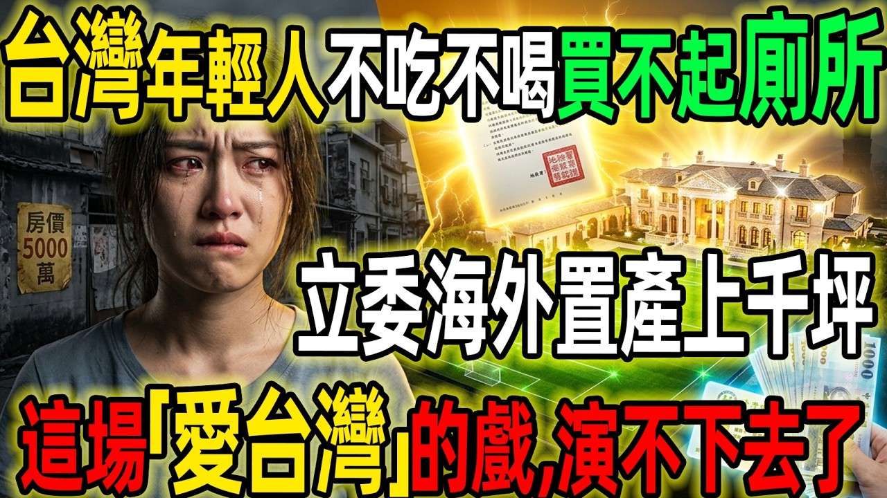 台灣年輕人不吃不喝買不起廁所，立委海外置產上千坪！這場「愛台灣」的戲，演不下去了。領台灣薪水，心卻在爾灣？